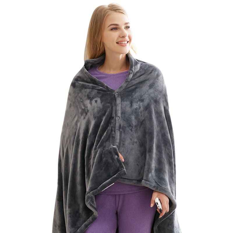USB-Powered Fleece Wrap Blanket with Adjustable Heat Settings