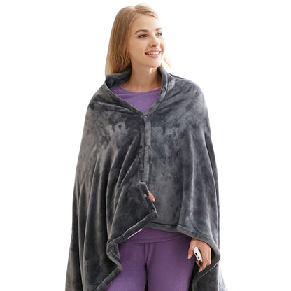 USB-Powered Fleece Wrap Blanket with Adjustable Heat Settings