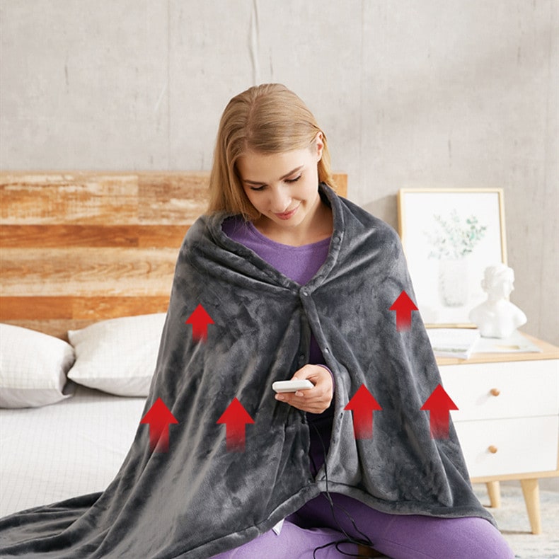 USB-Powered Fleece Wrap Blanket with Adjustable Heat Settings