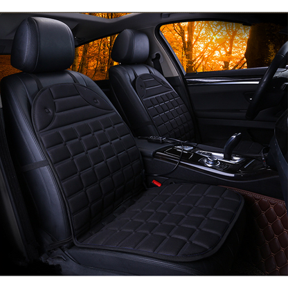 Ergonomic Heated Seat Cover with Quilted Fabric & 12V Adapter