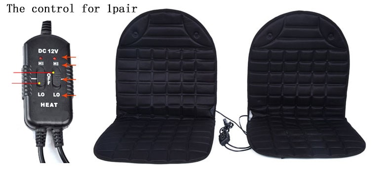 Ergonomic Heated Seat Cover with Quilted Fabric & 12V Adapter
