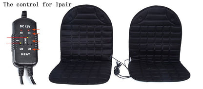 Ergonomic Heated Seat Cover with Quilted Fabric & 12V Adapter