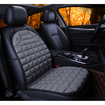 Ergonomic Heated Seat Cover with Quilted Fabric & 12V Adapter