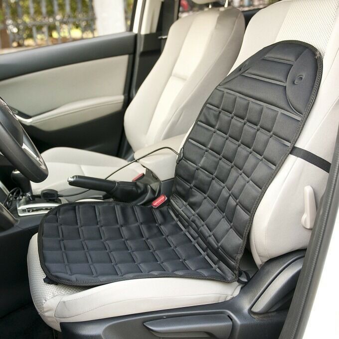 Ergonomic Heated Seat Cover with Quilted Fabric & 12V Adapter