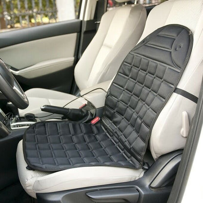 Ergonomic Heated Seat Cover with Quilted Fabric & 12V Adapter