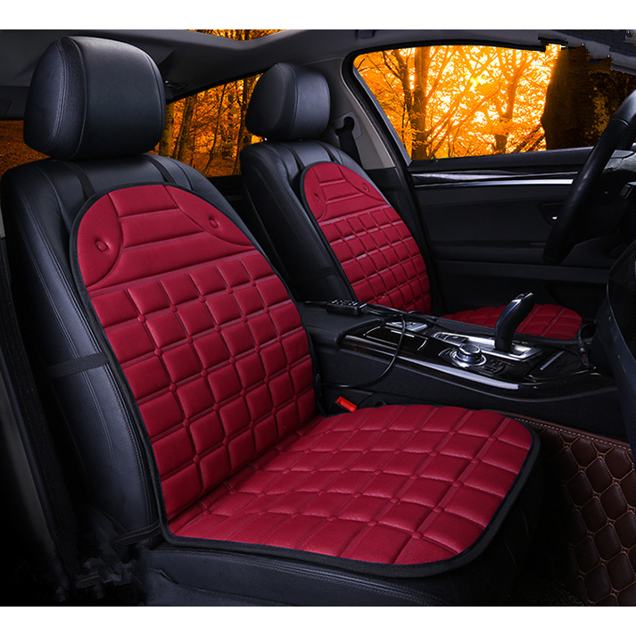 Ergonomic Heated Seat Cover with Quilted Fabric & 12V Adapter