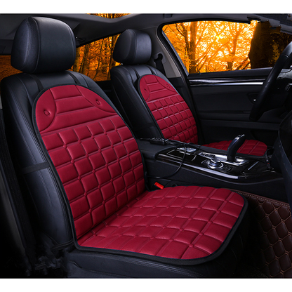 Ergonomic Heated Seat Cover with Quilted Fabric & 12V Adapter