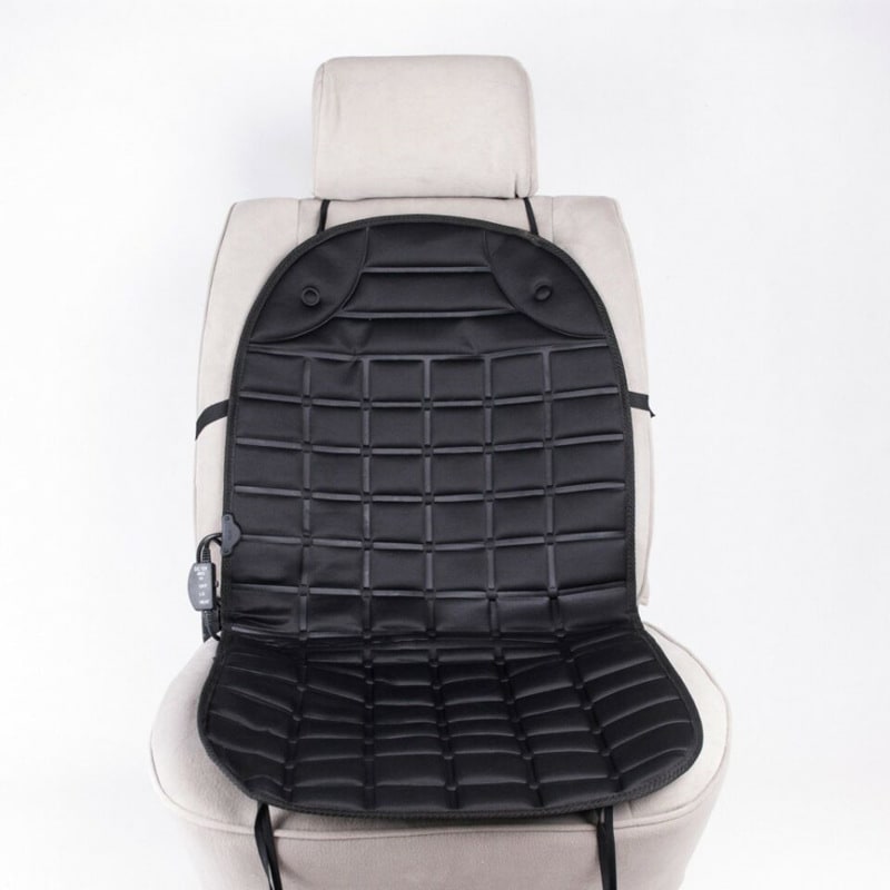 Ergonomic Heated Seat Cover with Quilted Fabric & 12V Adapter