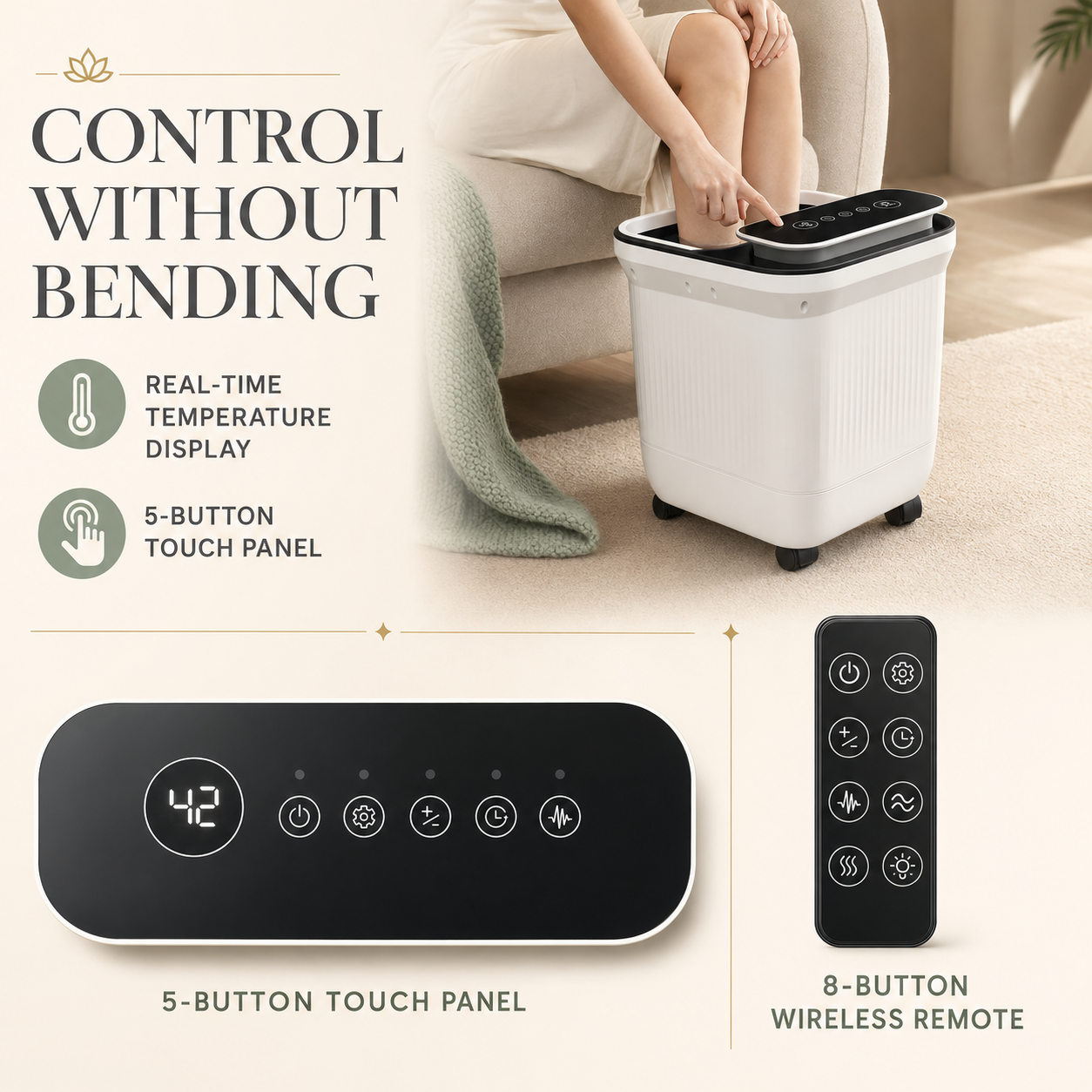 Heated Foot Spa Massager with Automatic Rollers, Water Jets, and Remote Control