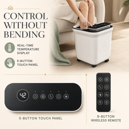 Heated Foot Spa Massager with Automatic Rollers, Water Jets, and Remote Control