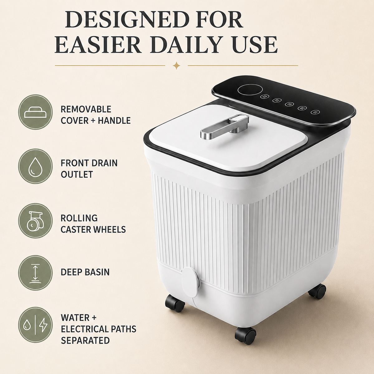 Heated Foot Spa Massager with Automatic Rollers, Water Jets, and Remote Control