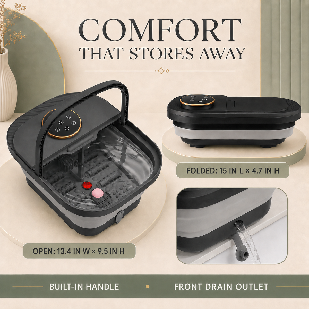Foot Soaking Tub with Bubbles, Heat Control, Remote & Pedicure Set
