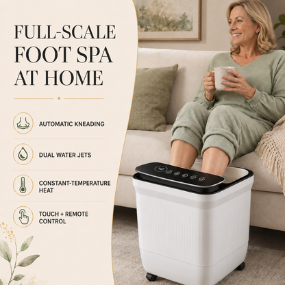 Heated Foot Spa Massager with Automatic Rollers, Water Jets, and Remote Control