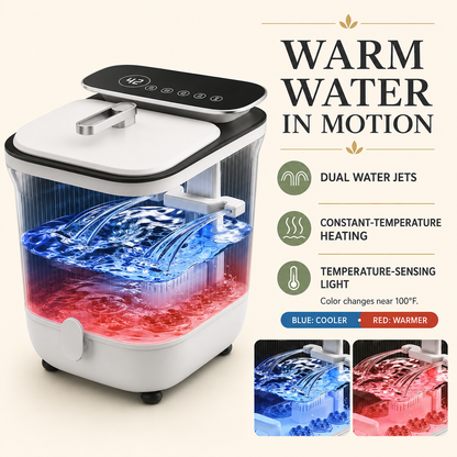 Heated Foot Spa Massager with Automatic Rollers, Water Jets, and Remote Control