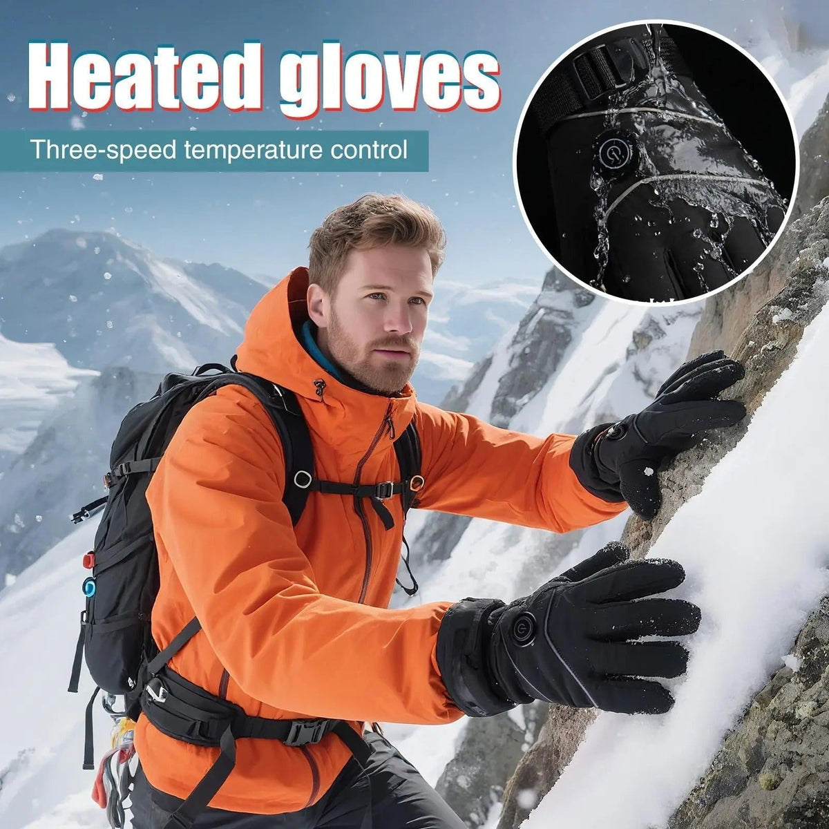 Rechargeable Winter Gloves with Touchscreen Features & 3 Heat Settings