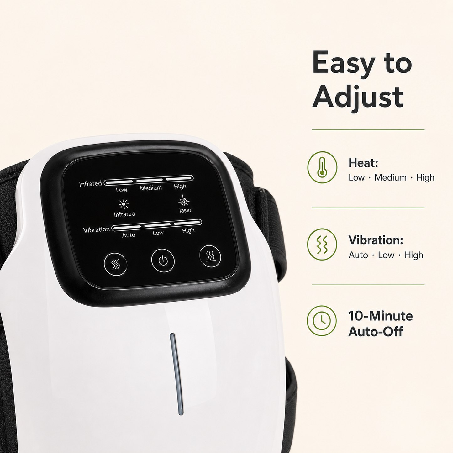 Heated Cordless Knee Massager with Vibration – 3 Heat Settings, 3 Massage Modes, 3000mAh Battery, Adjustable Wrap for Knee, Elbow, Shoulder