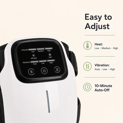 Heated Cordless Knee Massager with Vibration – 3 Heat Settings, 3 Massage Modes, 3000mAh Battery, Adjustable Wrap for Knee, Elbow, Shoulder