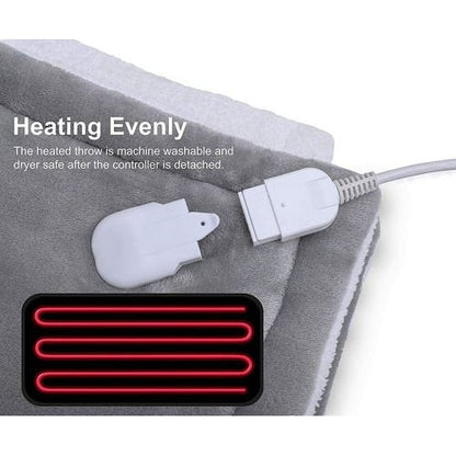 Luxurious Electric Throw Blanket with Soft Fleece Lining