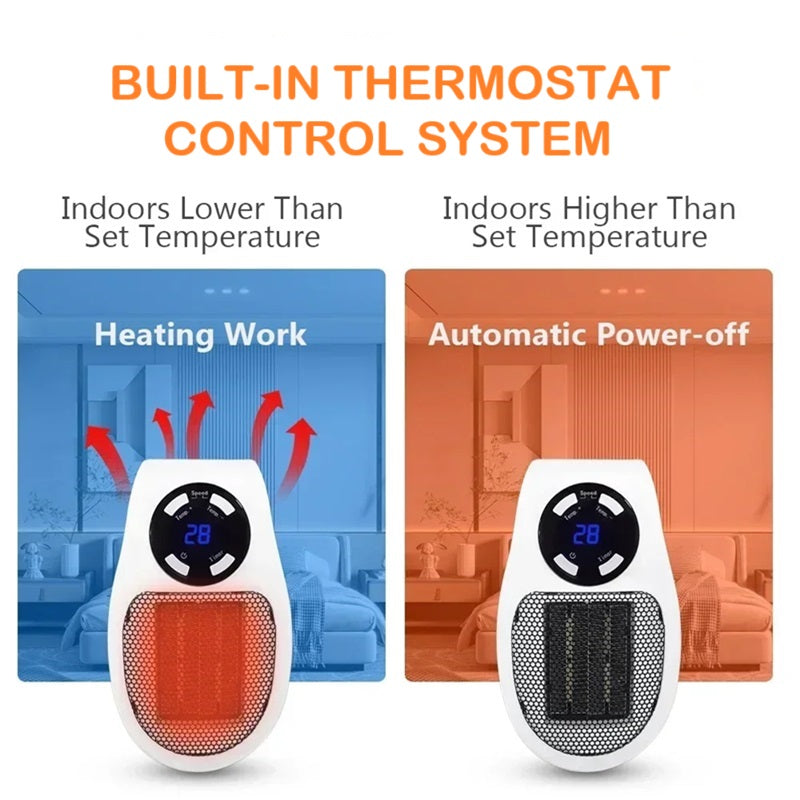 Compact Portable Heater with LED Screen and Intelligent Temperature Regulation