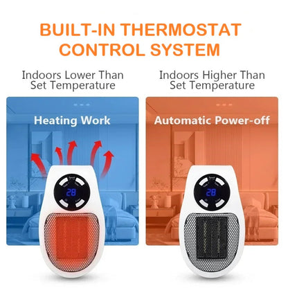Compact Portable Heater with LED Screen and Intelligent Temperature Regulation