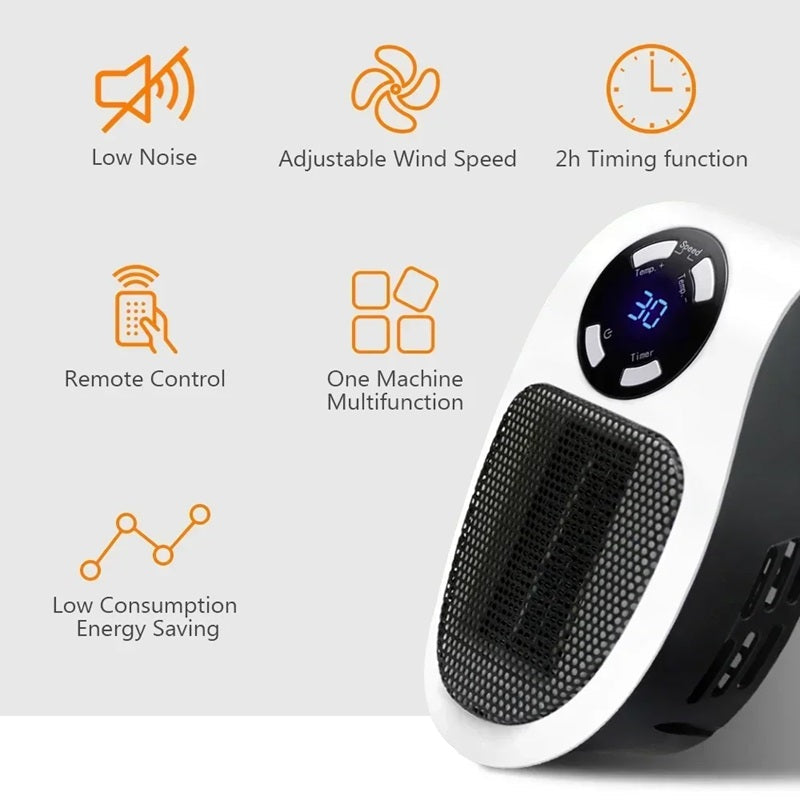 Compact Portable Heater with LED Screen and Intelligent Temperature Regulation