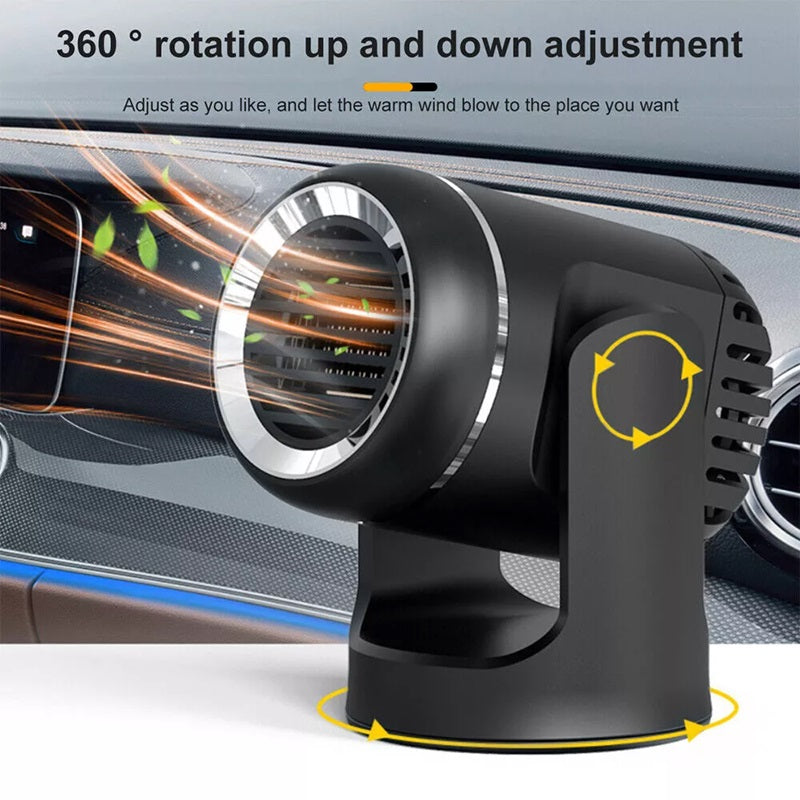 12V Vehicle Heater with 360-Degree Swivel and Overheat Safety Feature