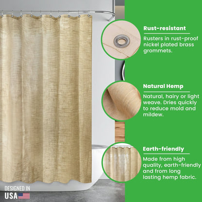 Hemp Shower Curtain for Bathroom and Stall Use