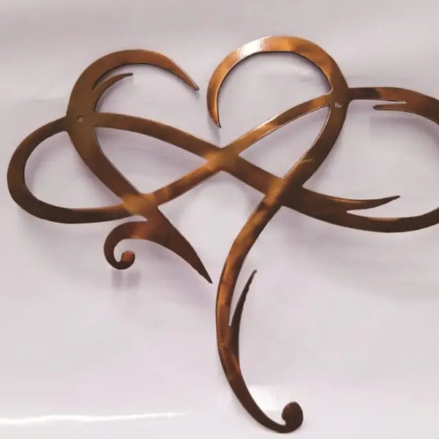 Eternal Love Symbol Iron Wall Sculpture – Infinity Heart Decor