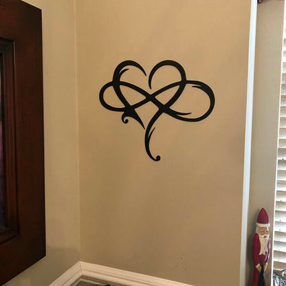 Eternal Love Symbol Iron Wall Sculpture – Infinity Heart Decor