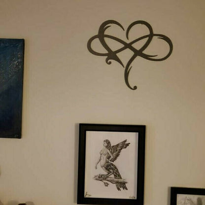 Eternal Love Symbol Iron Wall Sculpture – Infinity Heart Decor