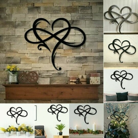 Eternal Love Symbol Iron Wall Sculpture – Infinity Heart Decor
