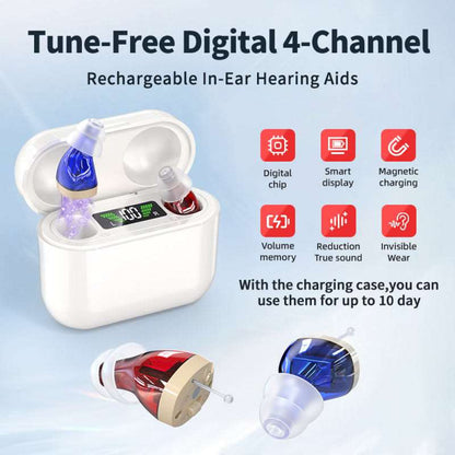 Bluetooth Hearing Aids with 48-Hour Battery Life and Noise Cancellation