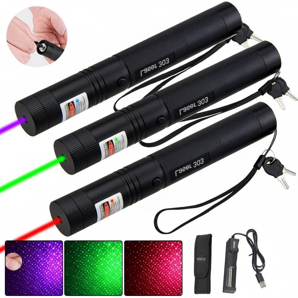 Precision Laser Pointer with Focus Adjustment and Safety Lock