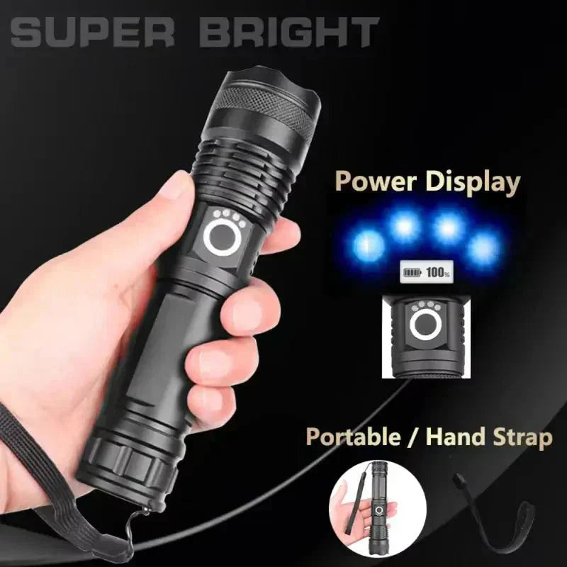 All-Weather Tactical LED Flashlight with Adjustable Zoom