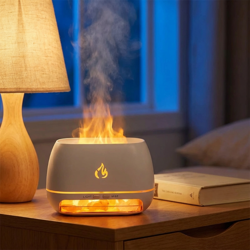 Essential Oil Diffuser with Himalayan Salt and LED Flame Effect