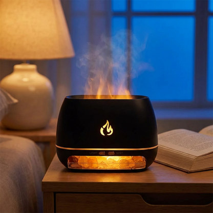 Essential Oil Diffuser with Himalayan Salt and LED Flame Effect