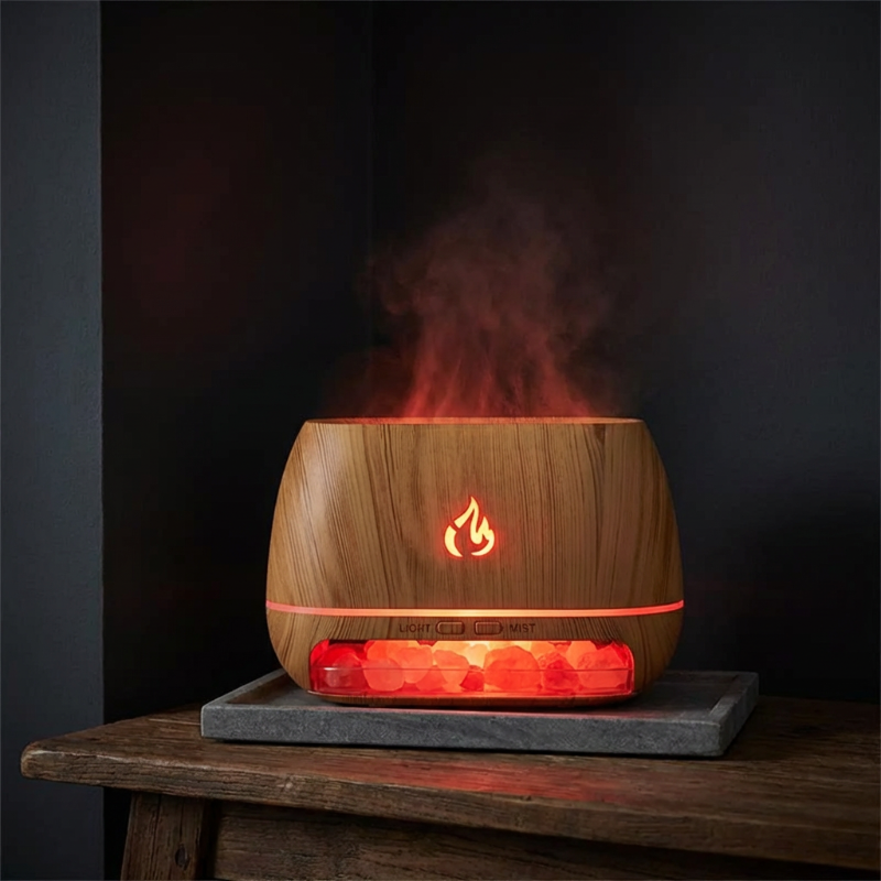 Essential Oil Diffuser with Himalayan Salt and LED Flame Effect