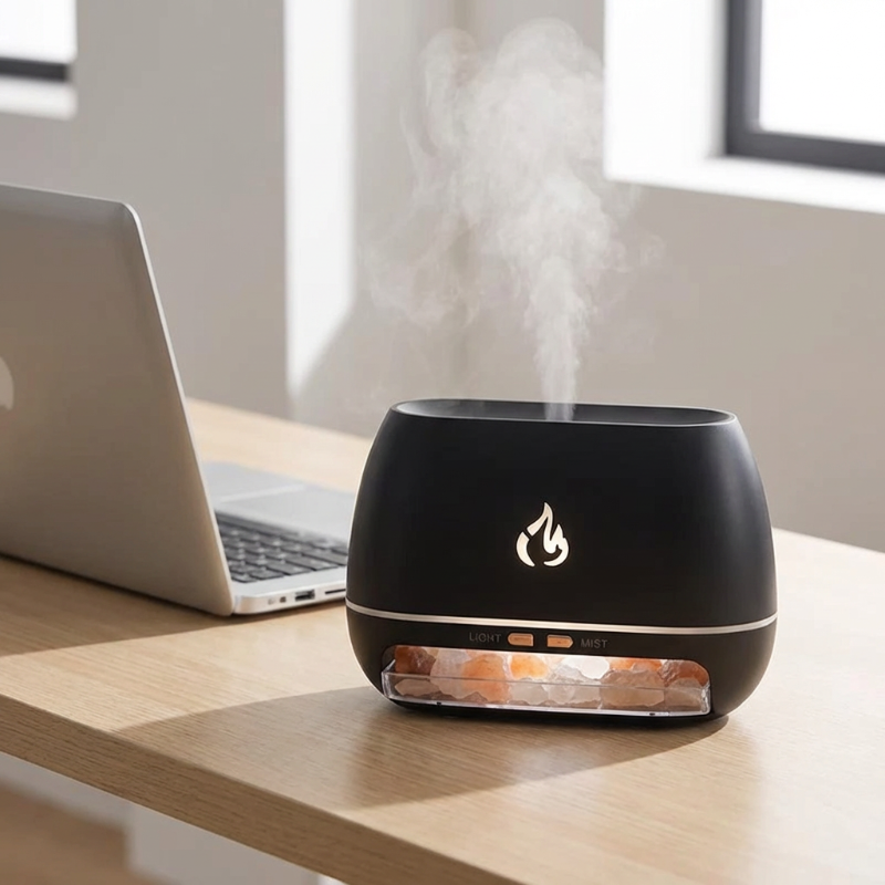 Essential Oil Diffuser with Himalayan Salt and LED Flame Effect