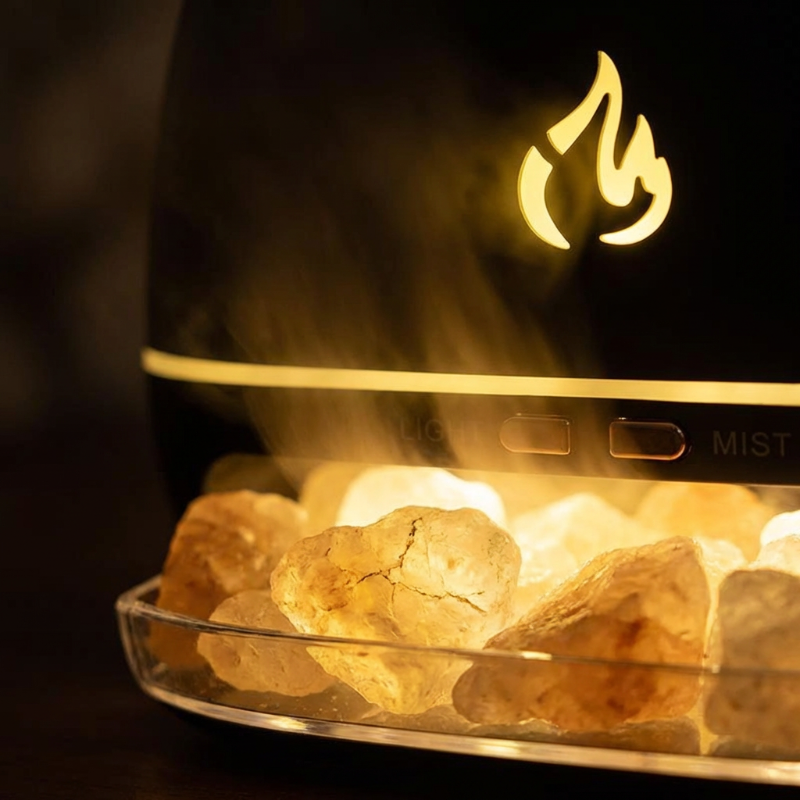 Essential Oil Diffuser with Himalayan Salt and LED Flame Effect