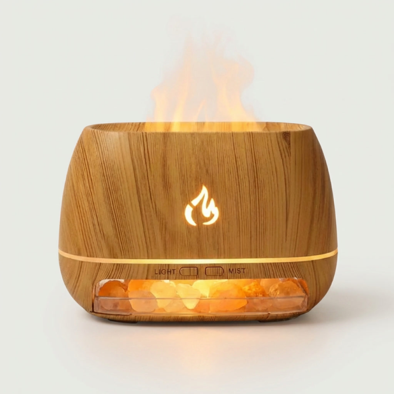 Essential Oil Diffuser with Himalayan Salt and LED Flame Effect