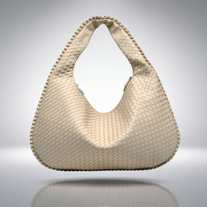 Chic Braided Leather Shoulder Bag with Secure Zip Closure