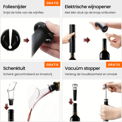 Electric Wine Opener with Battery | Automatic Corkscrew in Stainless Steel & Aluminum Design | Effortless Cork Removal with One Button