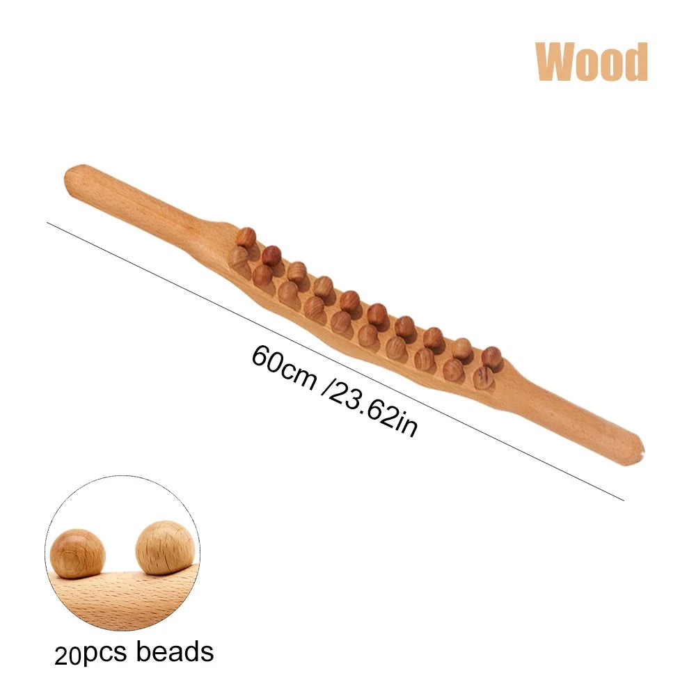 Natural Wood Gua Sha Massage Stick – 60 cm Tool for Deep Relaxation