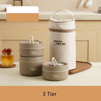 brown 3-tier lunch bag