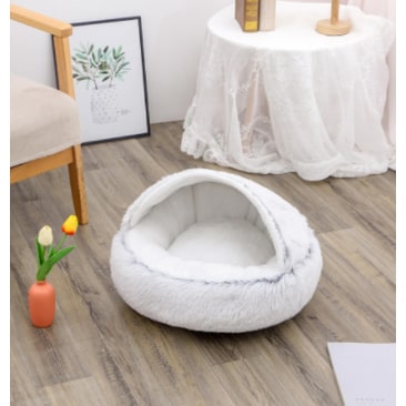 Cavernous Cozy Cat Bed with Plush Enclosure and Supportive Rim
