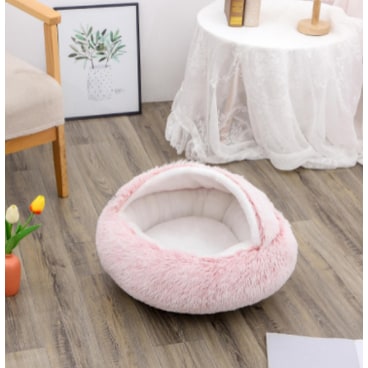 Cavernous Cozy Cat Bed with Plush Enclosure and Supportive Rim
