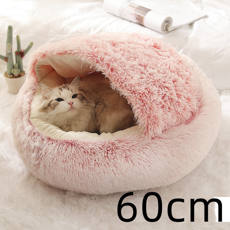 Cavernous Cozy Cat Bed with Plush Enclosure and Supportive Rim