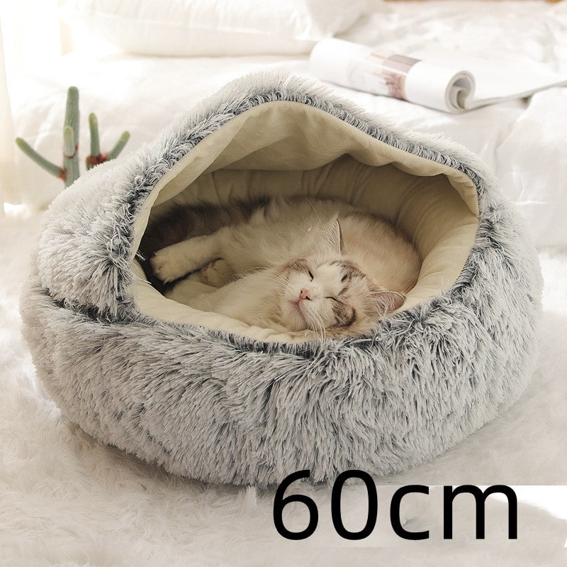 Cavernous Cozy Cat Bed with Plush Enclosure and Supportive Rim
