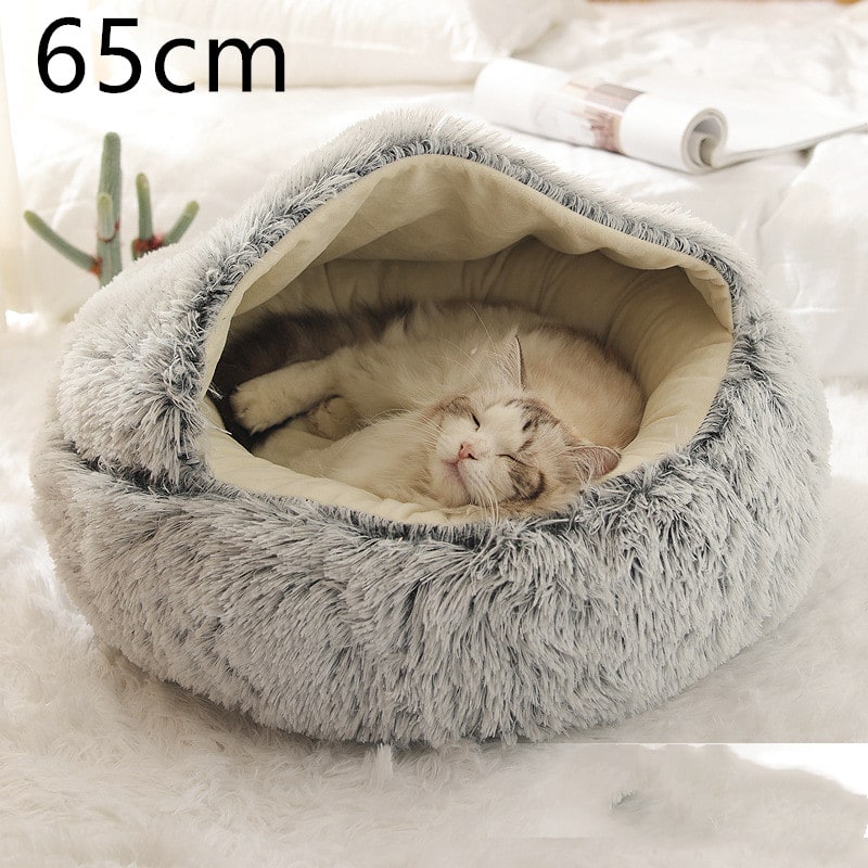 Cavernous Cozy Cat Bed with Plush Enclosure and Supportive Rim