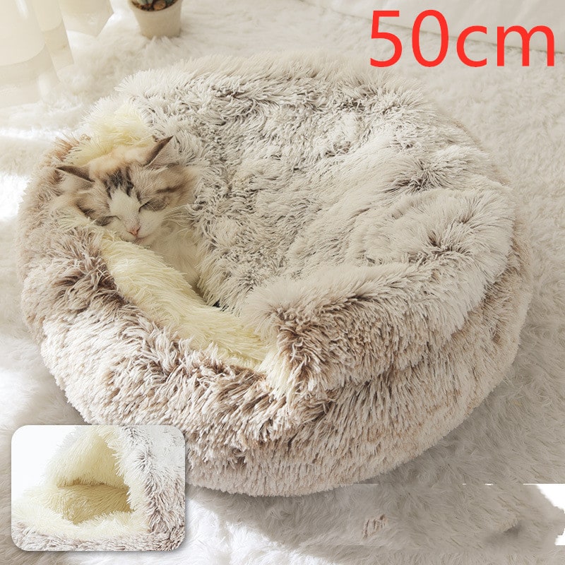 Cavernous Cozy Cat Bed with Plush Enclosure and Supportive Rim